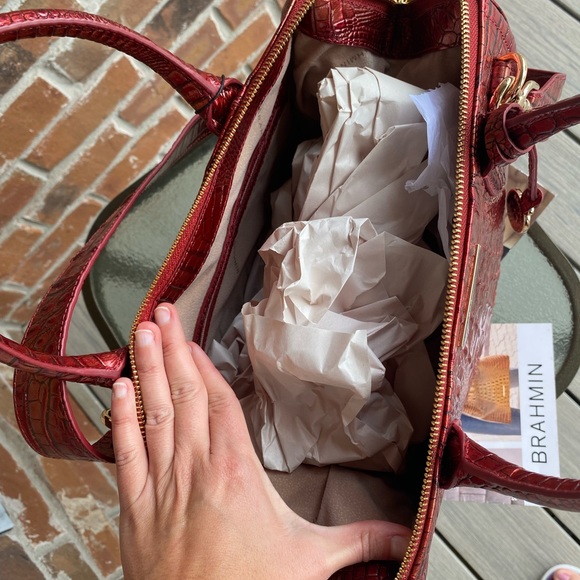 NWT Brahmin Caroline Satchel Red Chili Bag - Picture 10 of 11